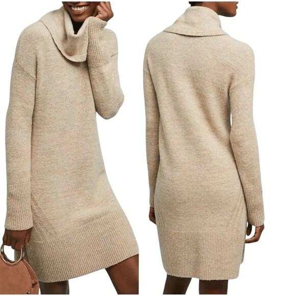 Anthropologie Sonoran Wool Cashmere Blend Cowl Neck Sweater Dress Size Small - Picture 1 of 8